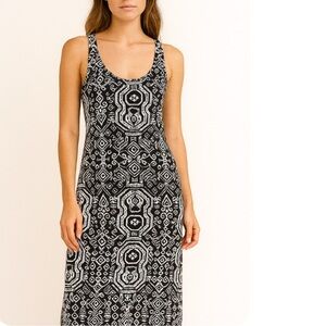 Black and White Tribal Print Maxi Dress